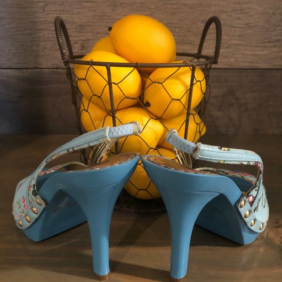 NWOT! RARE! Hale Bob Floral Peep Toe Heels 5.5 - Picture 2 of 6